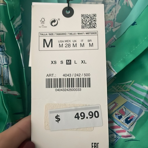 Green Zara Vaca Tie Crop Top - Picture 2 of 2